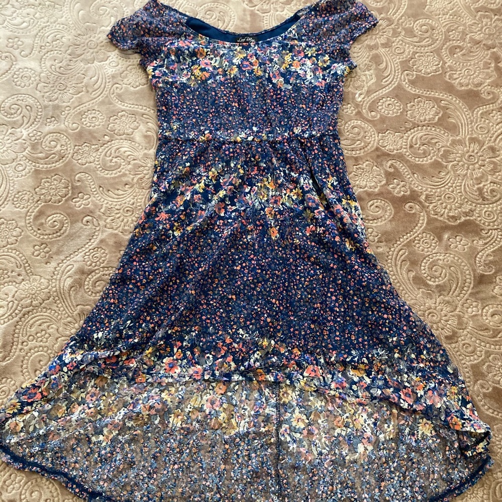 Blue flower dress adorable high low